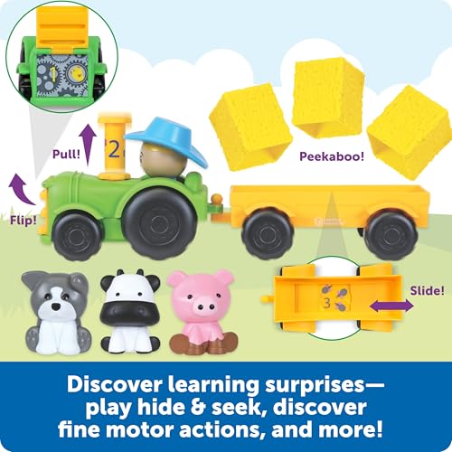 Image of Learning Resources Peeksville Haul & Seek Tractor - Farm Animal Toys, Play Figure Playsets, Barnyard Toys, Toddler Farm Playset, Farmer Toy, Animal Toy Sets, Gifts for Boys and Girls