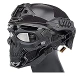 Taktischer Multifunktions-Fast Helm mit Totenkopf-Gesichts Maske für Halloween-Dekoration Airsoft Paintball