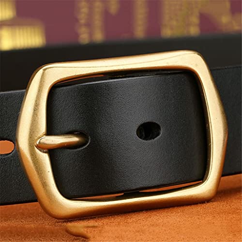 Cinturón de cuero con hebilla para hombre, de piel de vaca, para jóvenes, de mediana edad, informel (couleur : A, tamaño : 115 cm)