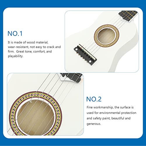 Artibetter 21 Inch Guitar Small Acoustic Guitar For Beginners 6- String Wooden Guitar White #TOP2