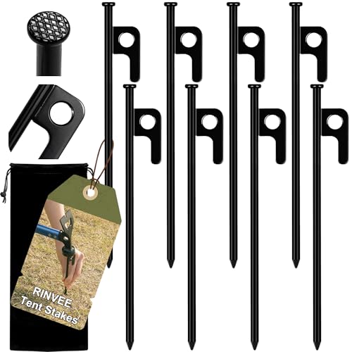 RINVEE 8 Pack Tent Stakes Heavy Duty Forged Steel Camping...