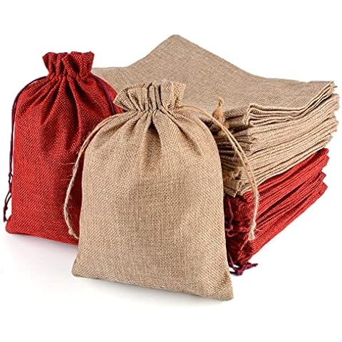 CLTPY 30 pcs yute bolsas de regalo de arpillera con cordones de Navidad Cover