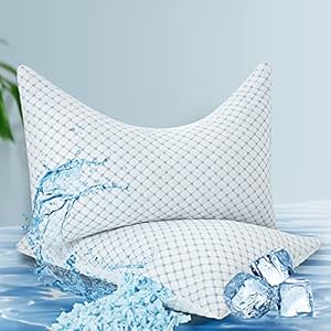 Side Sleeper Pillow for Neck and Shoulder Pain, Queen Size Set of 2 Bed Pillows for Sleeping, Cooling Pillow with Ice Silk & Bamboo Washable Cover and Gel Infused Adjustable Memory Foam Pillows-Queen