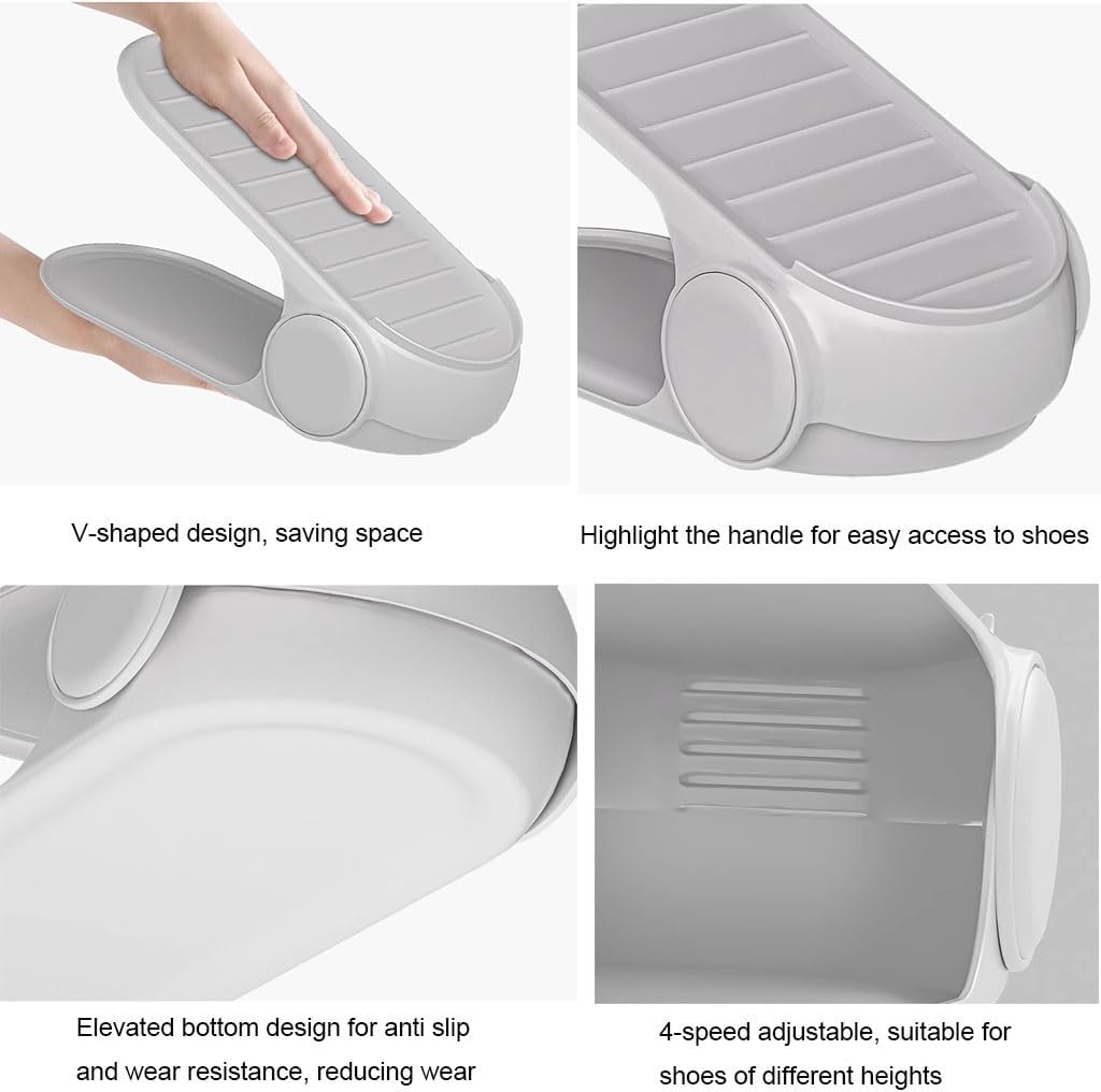 Shoe Slots Organizer Simple Double Layer Shoe Slot Organizer, Adjustable to 4 Heights, Suitable for Most Shoes (Color : 6pcs, Size : 26X11.5X7CM)