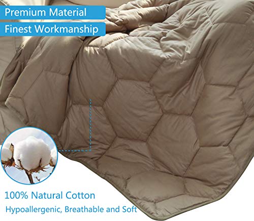 YEMYHOM 100% Cotton Weighted Blanket Adult Bed Heavy Blankets with Glass Beads (60"x80" 20 lbs, Stone)
