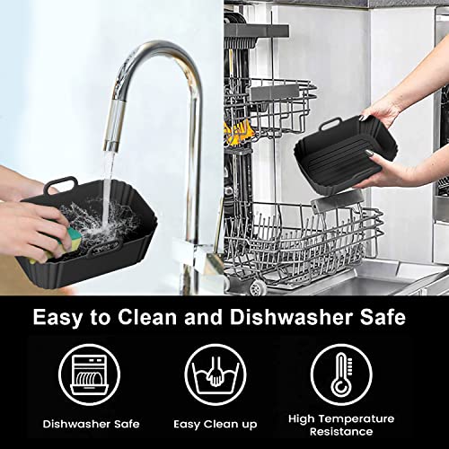 PINTAUR Silicone Air Fryer Liners 2 Pack, Reusable Liners Compatible for Ninja Foodi DZ201, DZ401, DZ550, COSORI, Chefman, Instant Air Fryer, and 6-in-1 8-10QT Air Fryer Baskets - Image 5