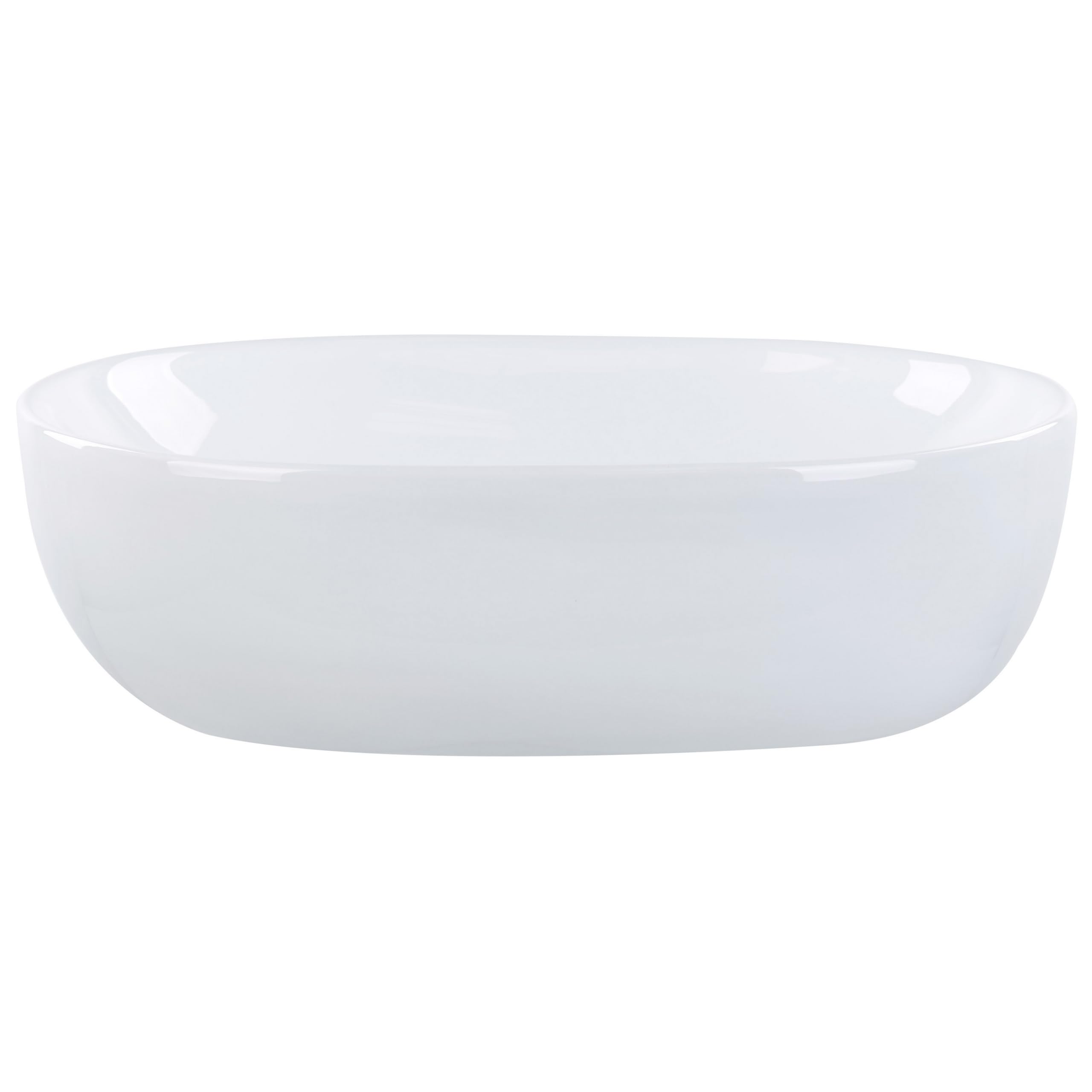 Lavabo sobre encimera baño clásico cerámica blanco acabado brillante ovalado 48 x 34 cm Omoa