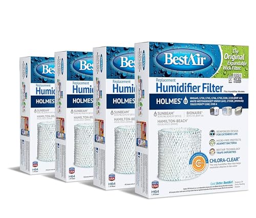 BestAir H64-PDQ-4 Extended Life Humidifier Replacement Paper Wick Humidifier Filter, ...