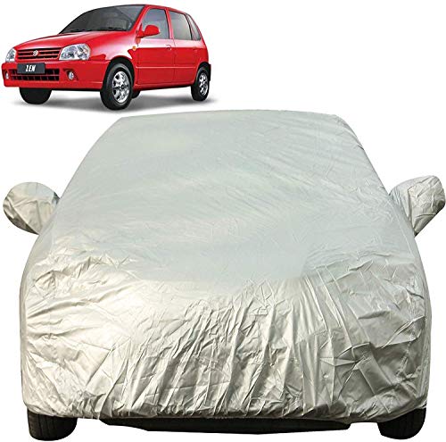 Image of Autofact Waterproof Premium Silver Matty Triple Stitched Car Body Cover with Mirror Pocket for Maruti Old Zen