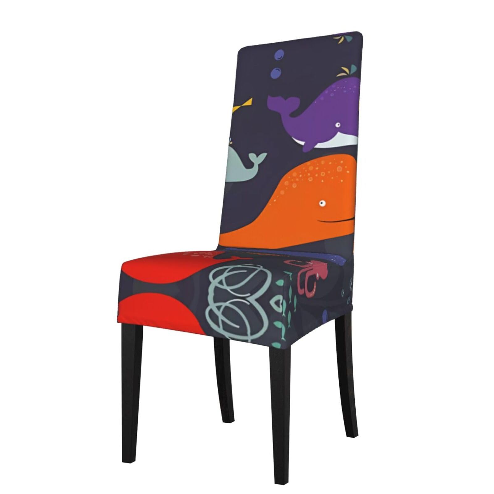 YYHWHJDE Ocean whale fish octopus Prints Protection Cover for Dining Chair – Stretchable Slipcovers for a Refreshing Dining Room Makeover