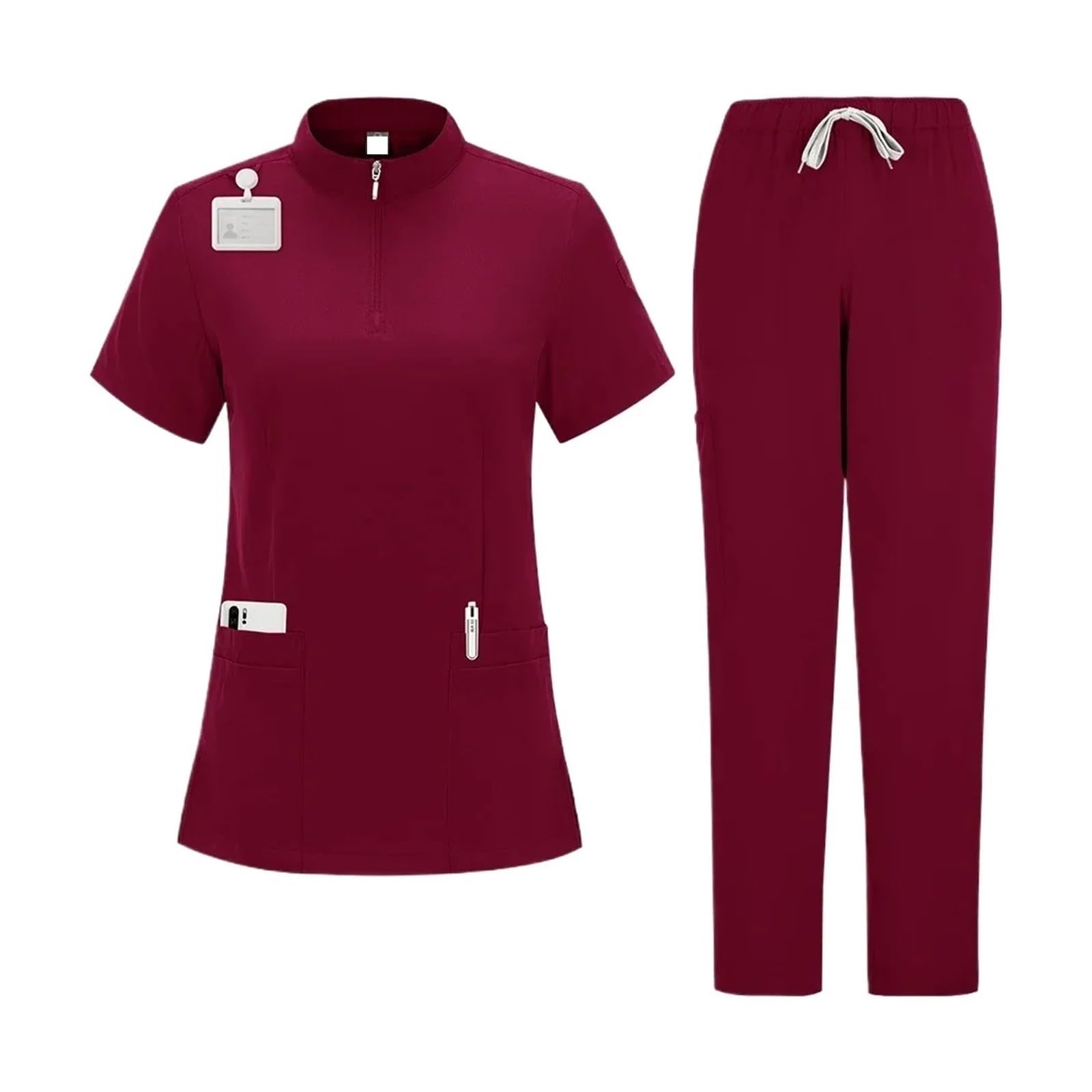 Uniformes quirúrgicos de enfermería for mujer, uniformes de médico y enfermera, pantalones rectos for hombre, ropa médica, ropa de trabajo for salón de belleza Para Uso Hospitalario(Black,XXL)