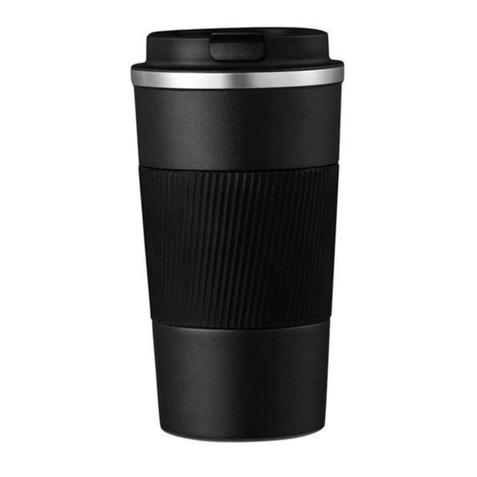 Present Mart Travel Mug, Insulated Coffee Cup with Leakproof Lid,Vacuum Insulation Stainless Steel Reusable for Hot Cold Coffee,Tea, Thermal Mug with Non-Slip (Black 510 ML)