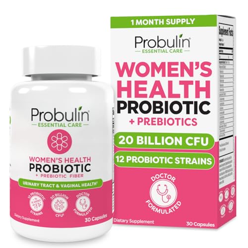 Probulin Womens Probiotic - Vaginal UT Gut & Immune Health with Lactobacillus Reuteri - 20 Billion CFU 12 Probiotic Strains & Prebiotics - 30 Vegan Gluten Free Capsules for Whole-Body Wellness