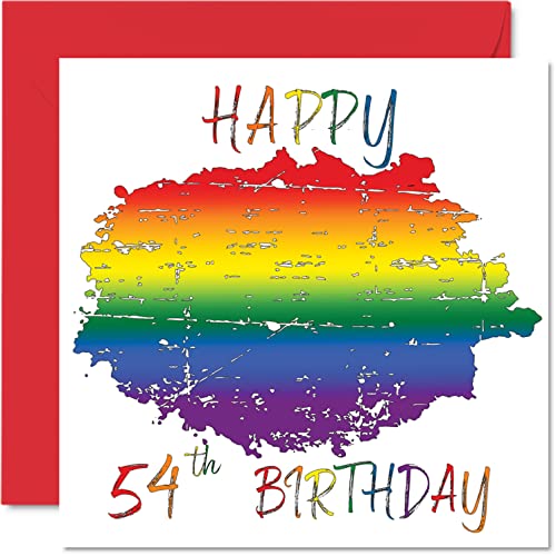 Tarjetas de felicitación LGBT de 54 cumpleaños para parejas, 54 cumpleaños, tarjeta LGBT de 54 cumpleaños para pareja de novia, novio, 145 mm x 145 mm, regalos LGBT del orgullo gay LGBT