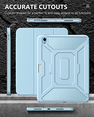 MoKo Funda Compatible con iPad Air 5ª Generación 2022 / iPad Air 4ª 10,9" 2020 Tableta, [Protector de Pantalla Incorporado] Cubierta con Auto Activación/Reposo y Soporte de Pencil, Azul Claro