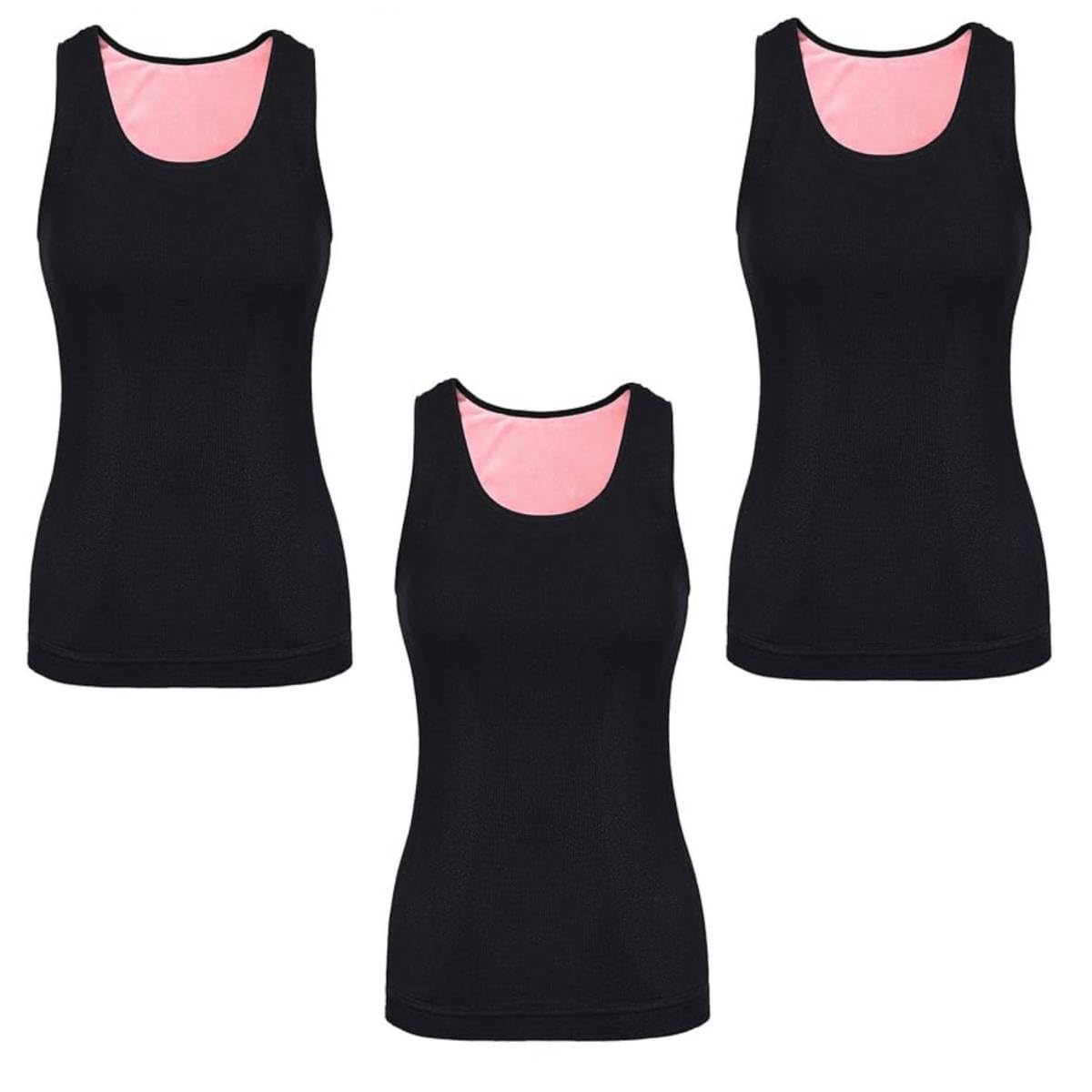 palay SANNIDHI® Women's Thermal Underwear Tops Fleece Cami Underwear Tops Soft Sleeveless Undershirt Warm Base Layer Vest, Black 3 PCS-picture-36