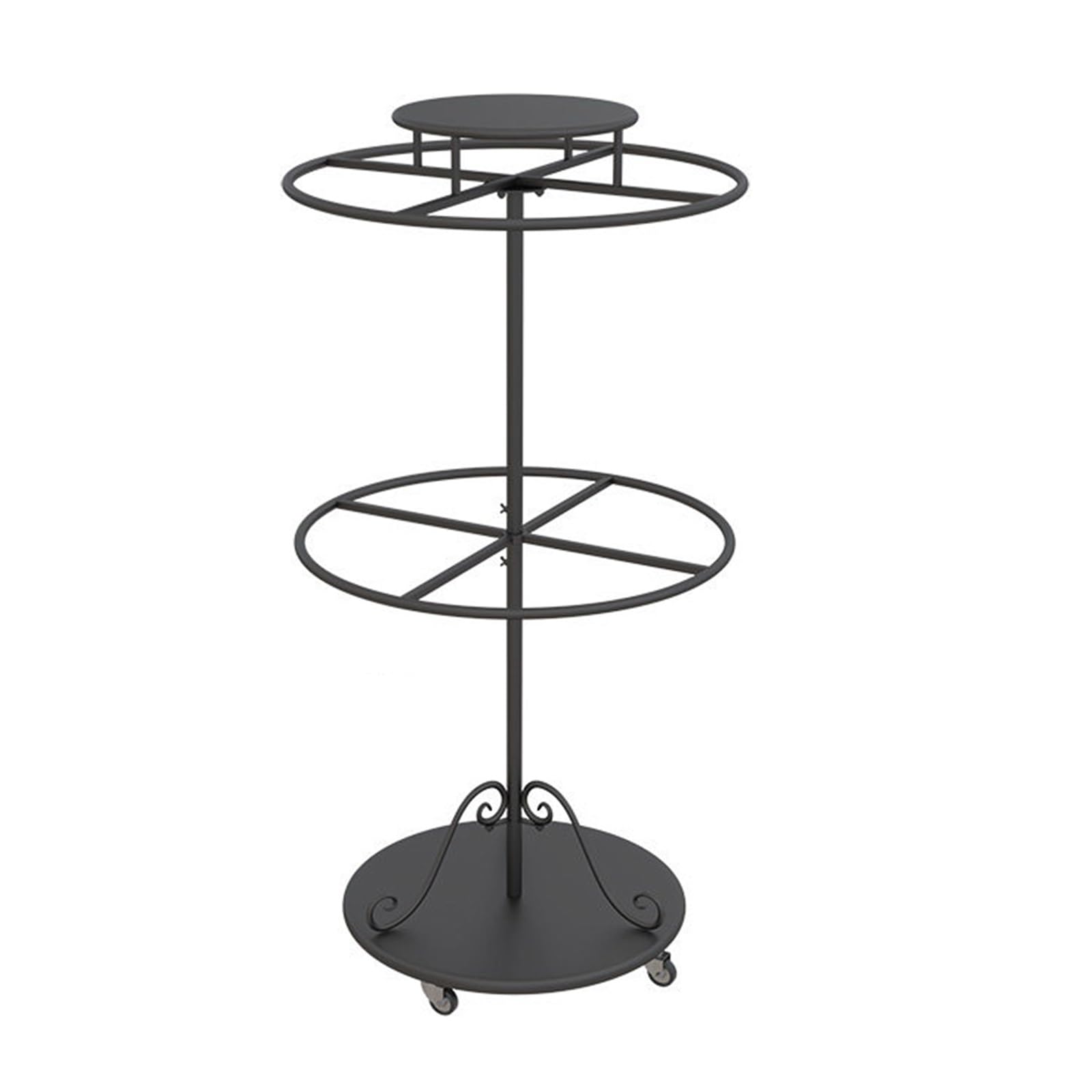 Xnxysmkj Black 360° Rotating Clothing Rack,2-Tier Spinnings Garment Display Stand With Wheels,Heavy Duty Metal Organizer For Retail Store Closet,Multi-Layer Storage (Black)