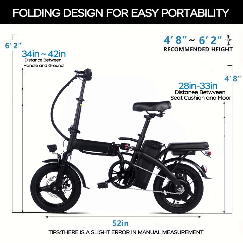 14-inch Folding Electric Bicycle, 330 Pound Load-bearing