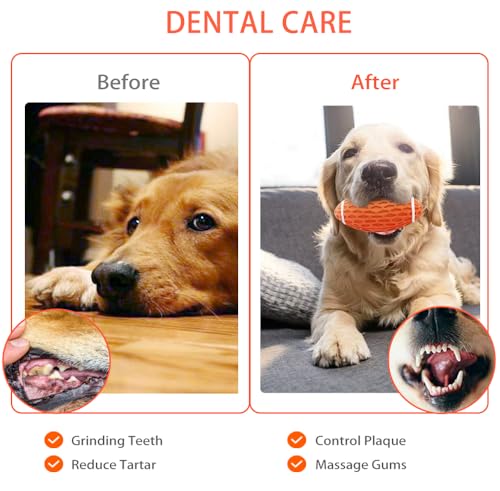 AUSCAT Hundespielzeug Ball Quietschend, 14cm Hundeball für Mittlere & Große Hunde, Quietschspielzeug Football-Form aus Naturkautschuk, Grün Rugby