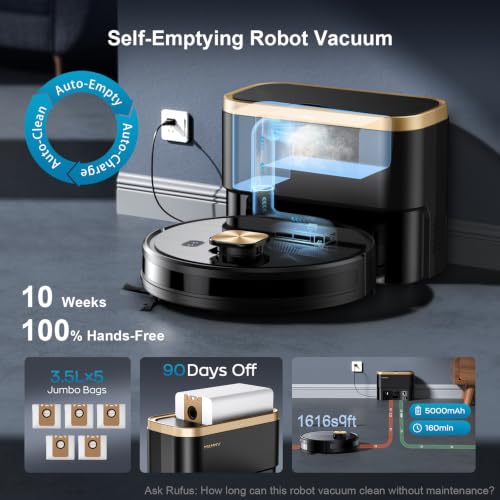 Image of Robot Vacuum and Mop, 11500 Pa Suction, 3-in-1 Robotic Vacuum with Smart LiDAR Navigation, 90 Day Self-Emptying,160 Min Runtime,App /Alexa /Voice Control, Ideal for Pet Hair, Carpet & Hard Floor