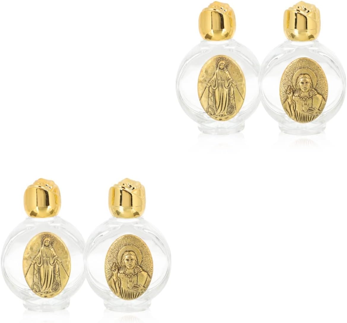 ABOOFAN 4Pcs Glass Holy Water Decorative Bottles Holy Water