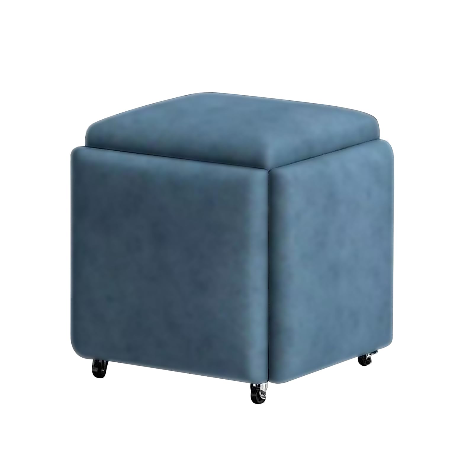 Pouf cube ottoman bleu 40cm, repose-pieds salon et tabouret carré gain de place