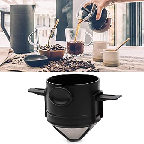 Reusable Pour Over Coffee Maker, Stainless Steel Cone Coffee Dripper Filter 1-2 Cup, Paperless with Collapsible Holders for Home Office Travel Camping Cover
