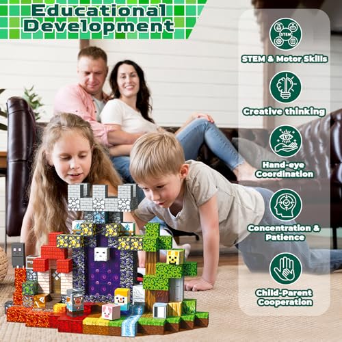 Image of Magneverse 200 PCS 0.8in Magnetic Blocks - Magnet Toys for Kids, Magnetic Building Blocks Cubes, Stacking Magnets, School STEM Toys Birthday Gifts for Boys and Girls Age 3+ Years Old (Theme: Portal)