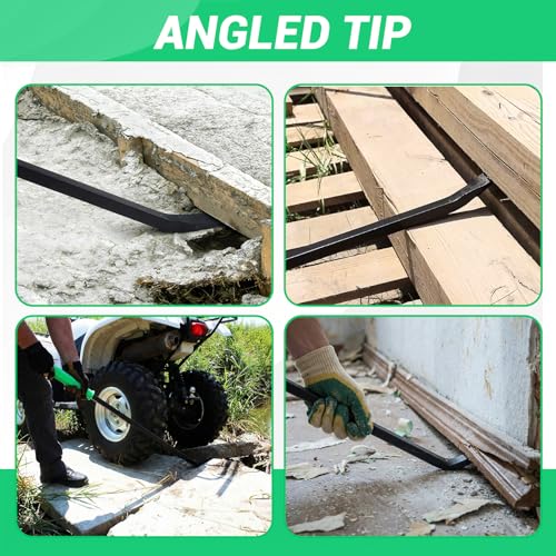 Image of 48 Inch Metal Striking Cap Pry Bar Long Heavy Duty Pry Bar with Mechanic's Handle for Positioning Aligning Prying Iron Worker Tools (Green)