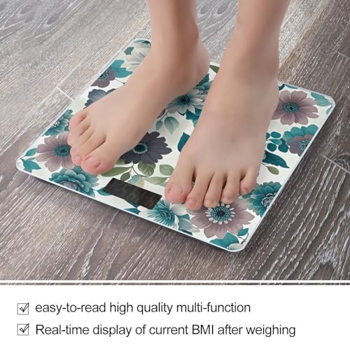 Báscula Digital Floral Gris Azulado y Blanca para Baño miniatura 5