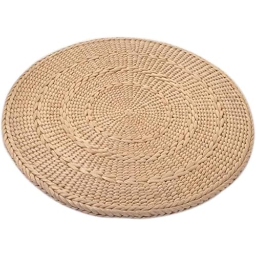 Momgla 草製の円形座布団 い草座布団 セット い草クッション シーグラス 丸型ざぶとん トウモロコシの皮を編んだザブトン 丸 天然素材 手作り 超通気性 素朴 和風 和室 (35cm,ナチュラル)