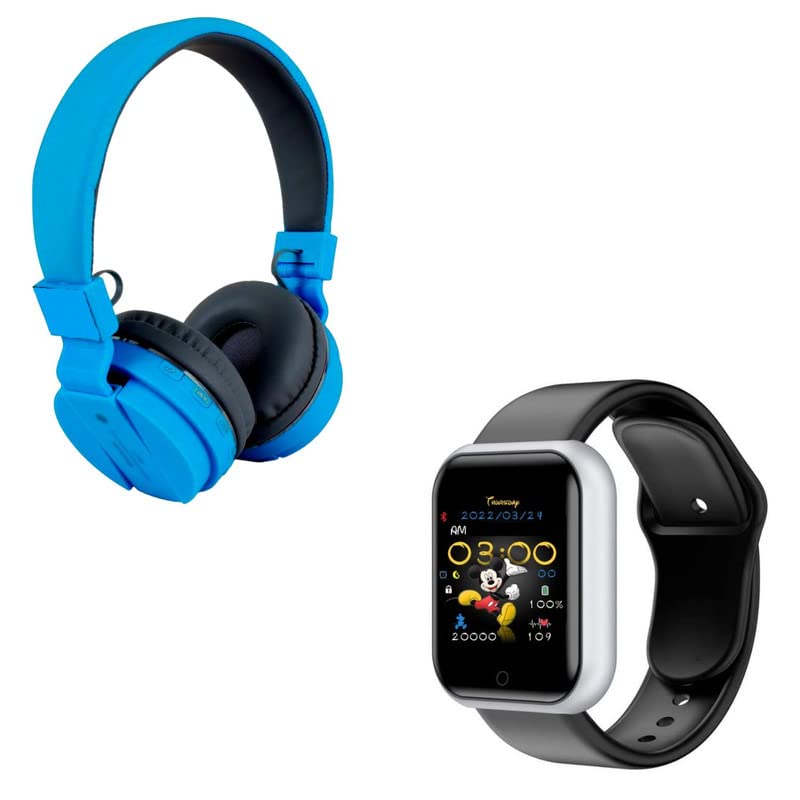 Elevea ( 12 Years Warranty - Comfortable On-Ear Bluetooth Wireless Headphone, Bluetooth D20 SmartWatch with Heart Rate & Blood Pressure Monitor (Chrome Finished)-image-48