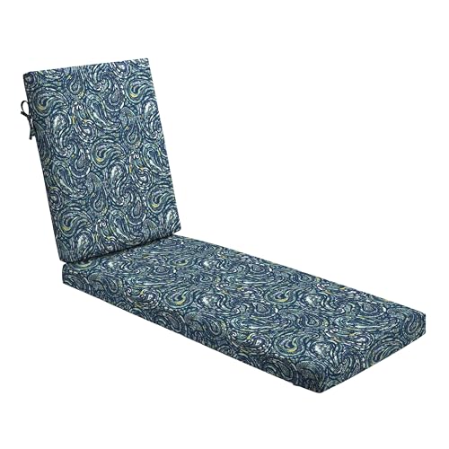 Arden Outdoor Chaise Cushion, Foam, 21x72, Blue Paisley