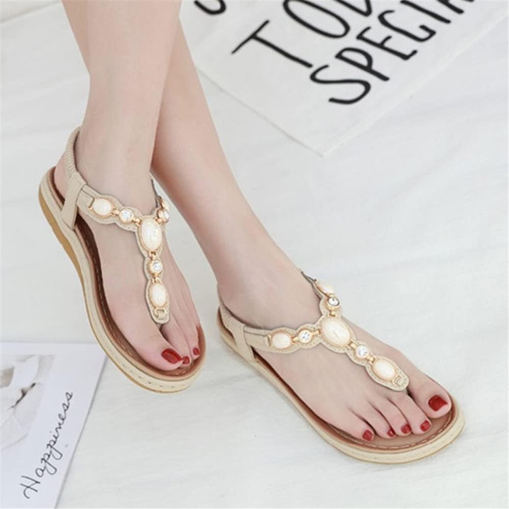 女性の結婚式のブライダルシューズカジュアル夏カジュアルフラッツボヘミアン自由奔放に生きるラインストーンクリスタルストリングビーズビー