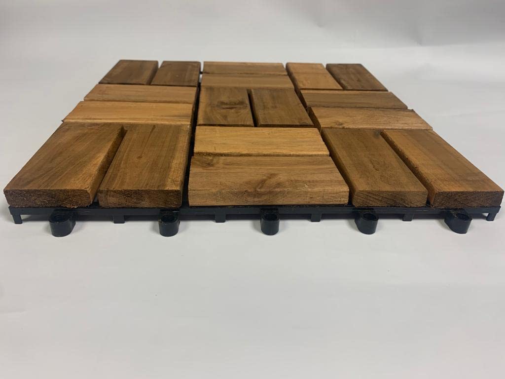 Lot de 20 Dalles de Terrasse Clipsable en Bois 31 X 31 cm Hobby Tech
