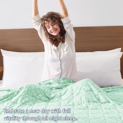 Image of 25 lbs weighted blanket Queen Size for Adults (60 inchx 80 inch, Cyan) Cooling Heavy Blanket for Sleeping Perfect for 240-260 lbs, Winter Thick Breathable Blanket with Premium Glass Bead, Machine Washable