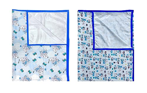 Image of EcoSoft Plastic Sheet,PVC Sheet for Kids,Rubber Sheet for Babies,Bed Wetting Protector(90 x 135 cm) (Blue Bear & BB Blue)