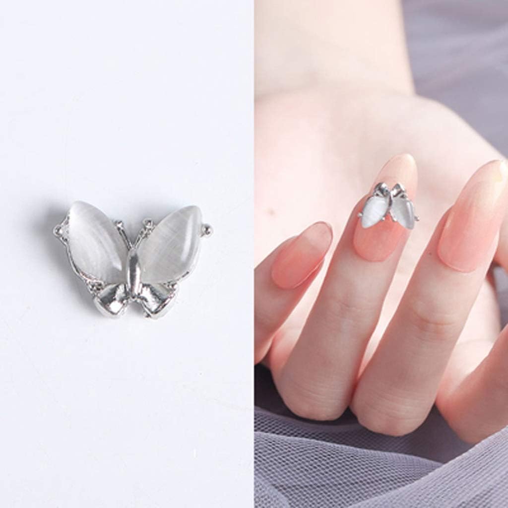 3D Flying Nail Art Decorations Alloy Shake Crystal Nails Jewelry Manicure Accessories(Black)