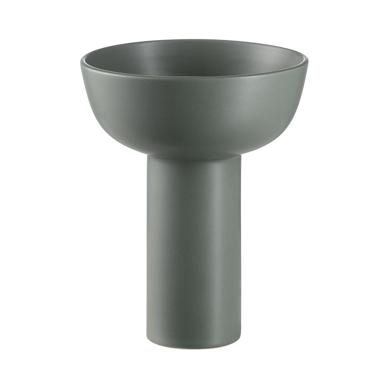 blomus Vase MIYABI | Blumenvase aus Steingut Grün | Dekovase Farbe Agave Green | Größe L | Ø17 x 21H cm