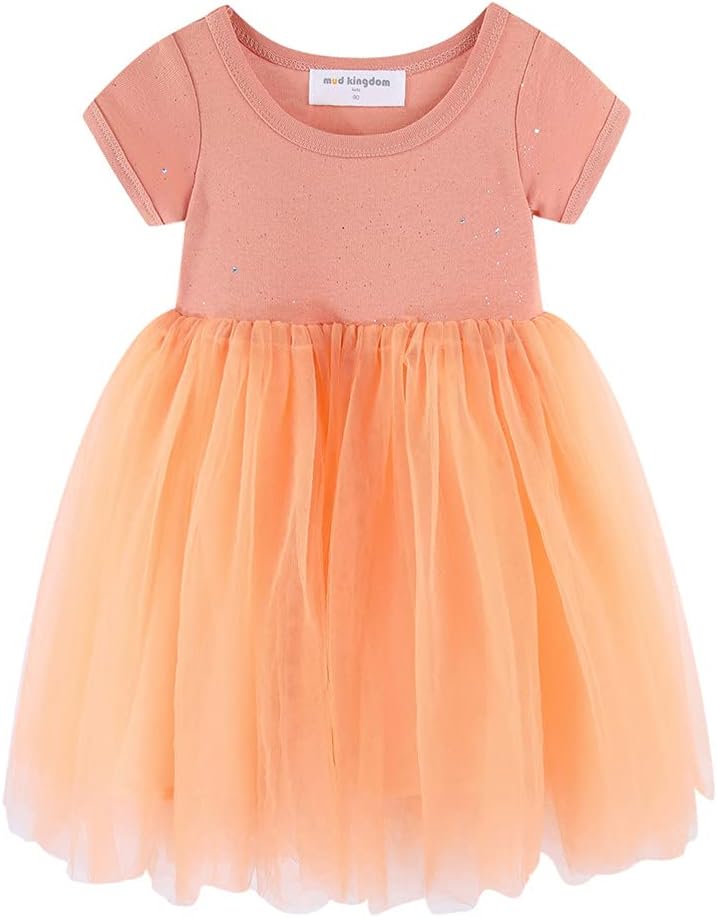 Mud Kingdom Sparkly Girls Tulle Dress Short Sleeve Summer Princess Dress