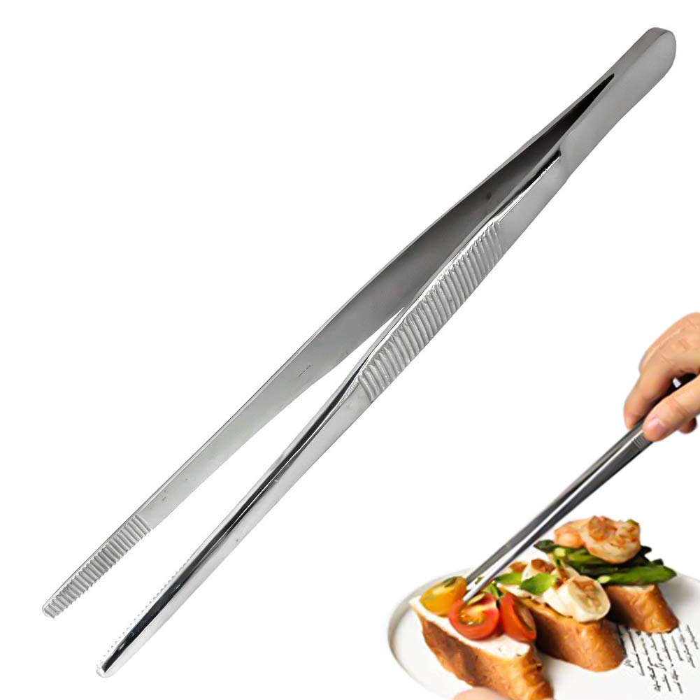 FANSH 304 Paslanmaz Çelik Mangal Cımbızı, Profesyonel Mutfak ve Uzun Saplı Gıda Cımbızı, Çok Fonksiyonlu, 30 cm