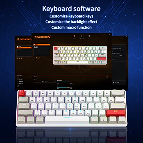 Newmen Gm610 60% Mechanical Keyboard,Type-C/Bluetooth Keyboard With Rgb Backlit, Hot-Swappable 61 Keys Compact Mechanical Keyboard For Mac/Pc Gamer, Travel, Easy To Carry On Business Trip（Blue） #TOP6