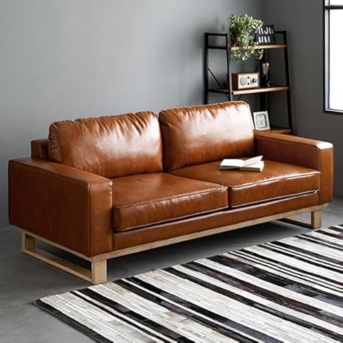 モダンデコ ソファー 3人掛けソファー 【保証1年間】 3人掛け おしゃれ レザーソファー アンティーク (キャメルブラウン)