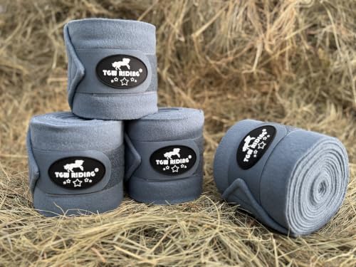 Image of Horse Polo Leg Wraps, Equine Fleece Polo Wraps (Set of 4) - Horse Leg Bandages (Light Blue)