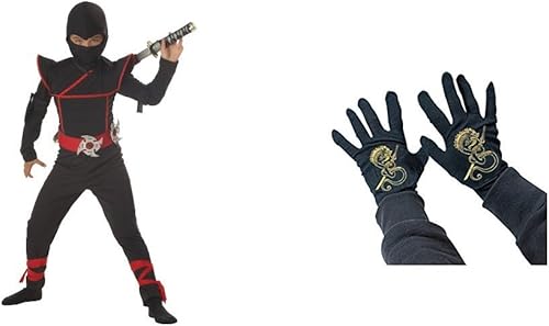 Miniatura 1 de California Costumes Toys Stealth Ninja, mediano con rubíes del niño Negro Ninja Guantes Bundle