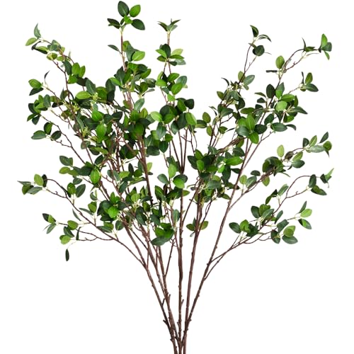 6pcs Faux Stems Artificial Branches for Vase Artificial Stems Artificial Greenery Stems Faux Green Stems Artificial Eucalytus Branches Fake Stems(42