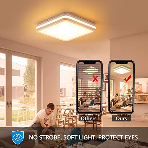 Oeegoo Led Ceiling Light With Remote Control 24W 2400Lm 2700K-6500K 10Inch Square Led Flush Mount Ceiling Lighting Fixture For Kitchen, Bedroom, Living Room, Utility Laundry Closet Room #TOP3