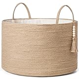 Mkono Extra Large Laundry Basket Woven Storage Baskets for Blankets Toys Clothes Organizer, Decorative Clothes Hamper 21.7