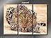 Produktbild Bild Sensations gerahmt Große 3-Panel Amazing Animal Leopard Giclée-Druck auf Leinwand