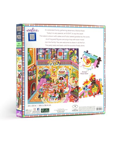 Image of eeBoo 1000 Piece Puzzle - Family Dinner Jigsaw Puzzle for Adults, Square 23 inch x 23 inch Made with Recycled Board & Vegetable-Based Ink